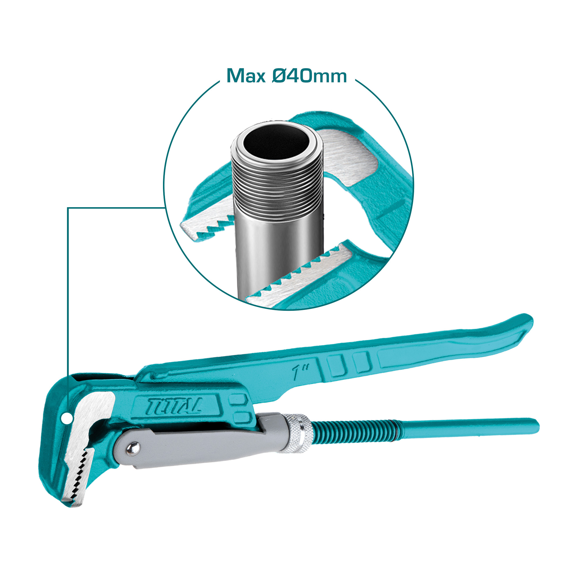 Llave de tubo sueca 90º THT172L | 1'' | Acero al carbono