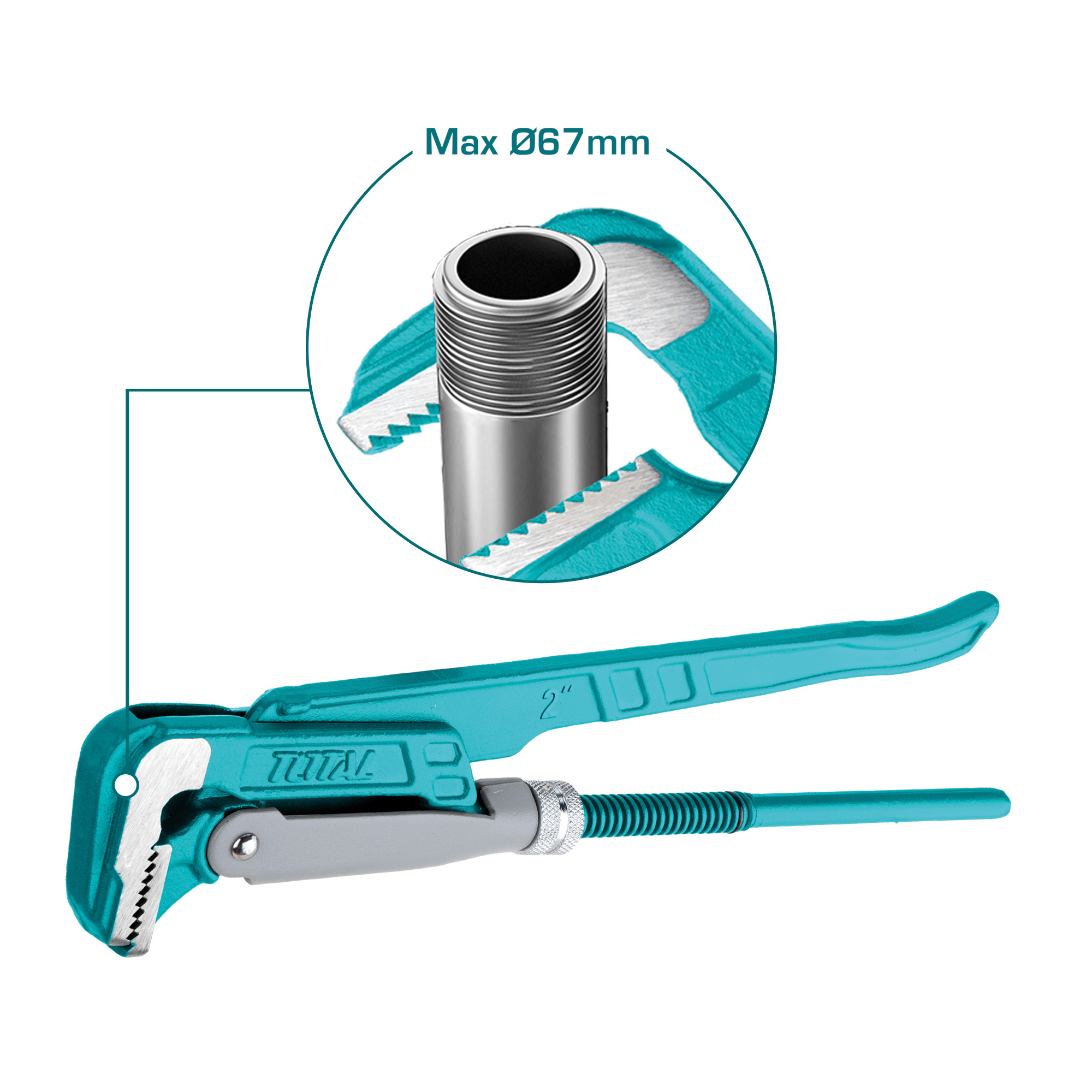 Llave de tubo sueca 90º THT172L | 2'' | Acero al carbono