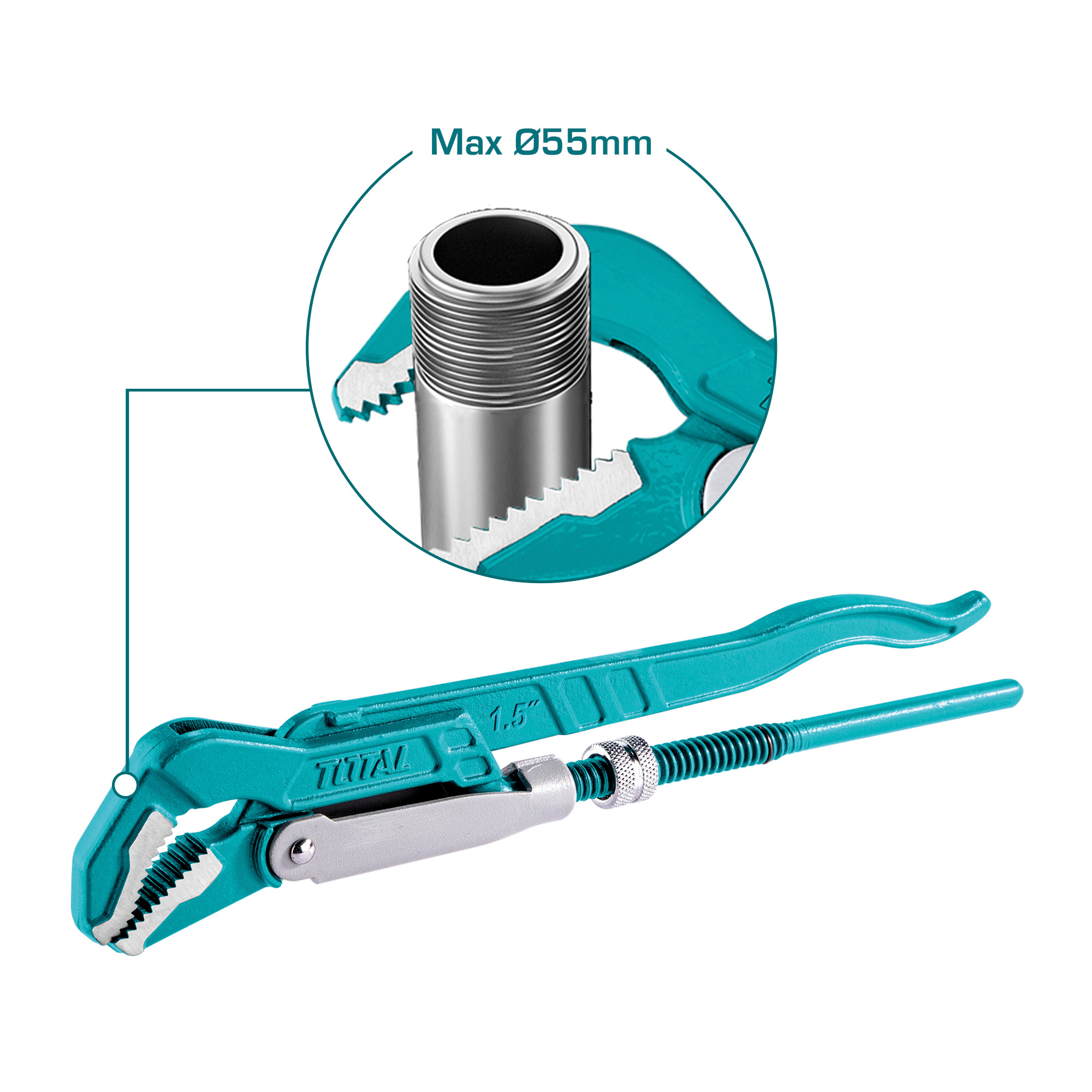 Llave de tubo sueca 45º THT172 | 1,5'' | Acero al carbono