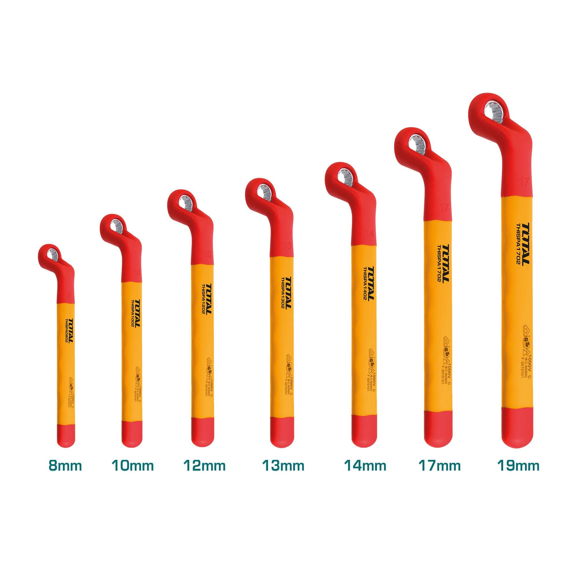 Juego de 7 llaves acodadas aisladas THKISPA0702