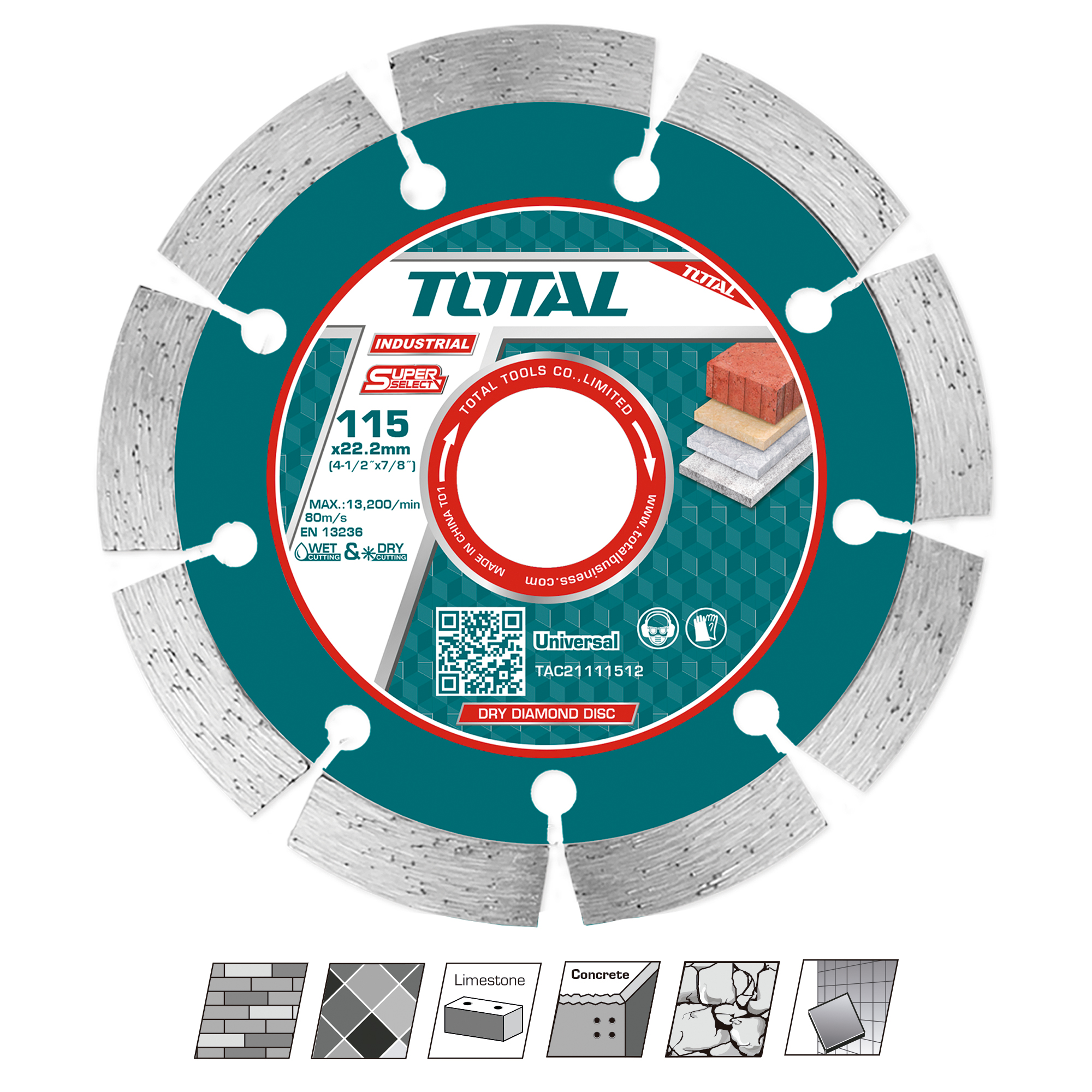 Disco diamantado para mármol y granito TAC21111512 | Ø115 mm | Diamante